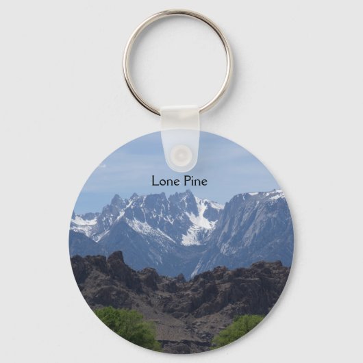 Met sneeuwgemap beklede bergen van de Lone Pine Sleutelhanger (Voorkant)
