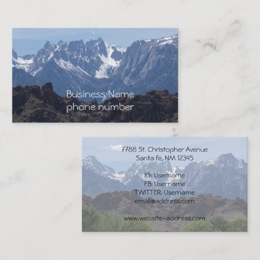 Met sneeuwgemap beklede bergen van de Lone Pine Visitekaartje (Voorkant / Achterkant)