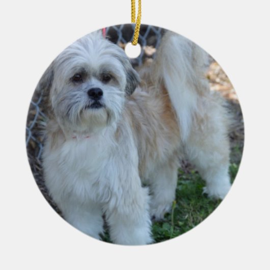 met speciale kerstboomversieringen voor foto's aan keramisch ornament (Voorkant)