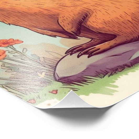 Met speelse Capybara Delight Foto Afdruk (Hoek)