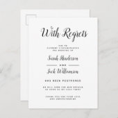 Met spijt B&W Uitgestelde trouwdatum-aankondiging Uitnodiging Briefkaart (Voorkant / Achterkant)