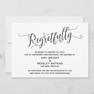 Met Spijt Elegante Afgelaste Trouwkaart Kaart