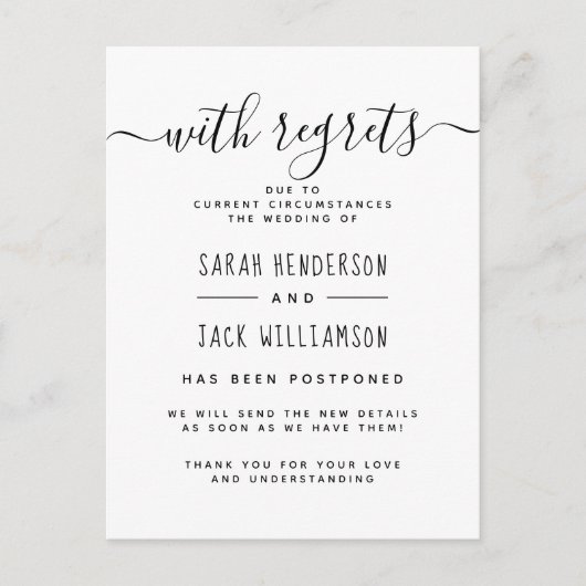 Met spijt Elegante uitnodiging voor verandering va Briefkaart (Voorkant)