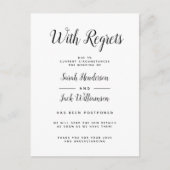 Met spijt & uitgesteld Bericht van uitgestelde bru Uitnodiging Briefkaart (Voorkant)