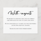 Met spijt zwart-wit annuleer aankondiging briefkaart (Voorkant)