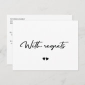 Met spijt zwart-wit annuleer aankondiging briefkaart (Voorkant / Achterkant)