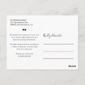 Met spijt zwart-wit annuleer aankondiging briefkaart (Achterkant)