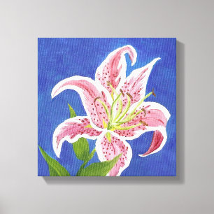 Met Stargazer Lily omwikkeld canvas Afdruk