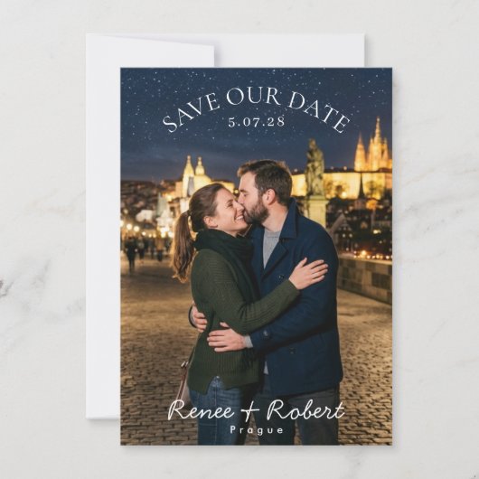 Met sterren bewaarde datum save the date (Voorkant)
