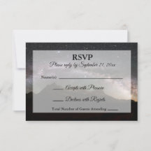 Met sterren bezaaide berglucht bruiloft RSVP