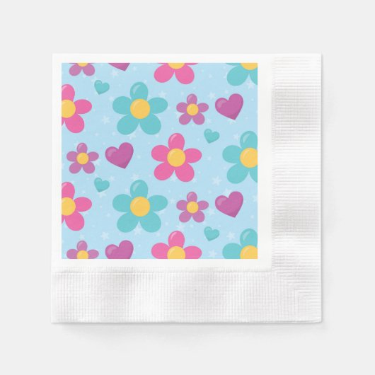 Met Sterren Bezaaide Bloemen Servet (Voorkant)