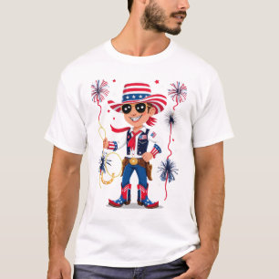 Met sterren bezaaide cowboy – 4 juli-vieringsontwe t-shirt