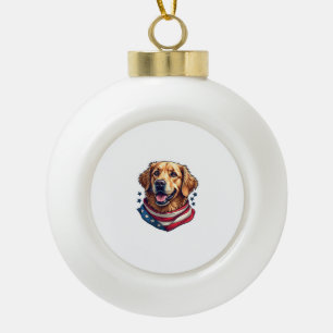 Met sterren bezaaide gouden retriever vintage T-sh Keramische Bal Ornament