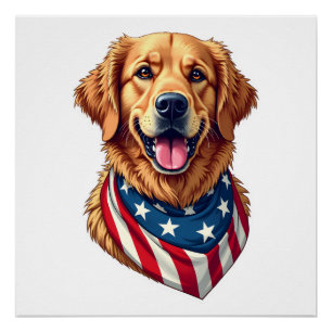 Met sterren bezaaide gouden retriever vintage T-sh Perfect Poster