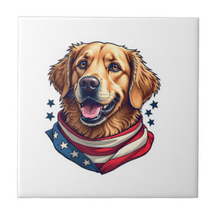Met sterren bezaaide gouden retriever vintage T-sh Tegeltje