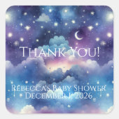 Met sterren bezaaide hemel-babyfeest – Maan en ste Vierkante Sticker (Voorkant)