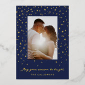 Met sterren bezaaide hemel geïllustreerde foto gou folie feestdagenkaart (Voorkant)