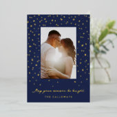 Met sterren bezaaide hemel geïllustreerde foto gou folie feestdagenkaart (Staand Voorkant)