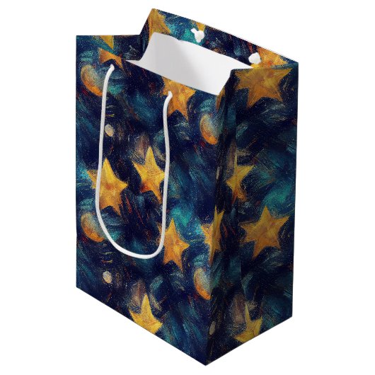 Met sterren bezaaide hemel medium cadeauzakje (Voorkant Gekanteld)