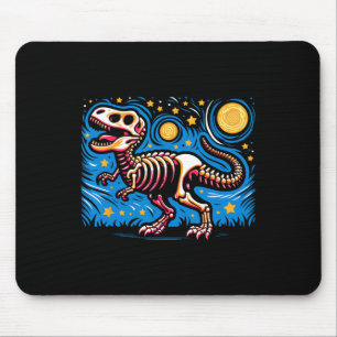Met sterren bezaaide Nacht Skelet Dinosaur T Rex J Muismat