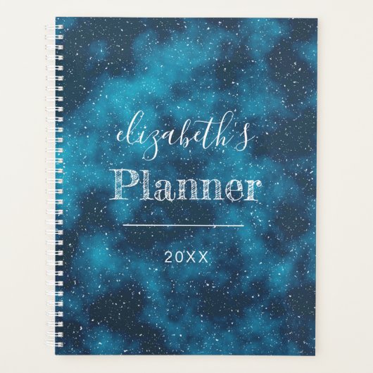 Met sterren bezaaide nachthemel gepersonaliseerd b planner (Voorkant)