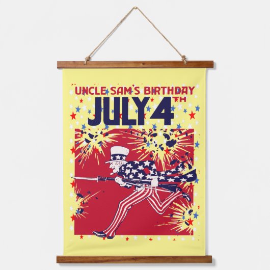 Met sterren bezaaide Oom Sam verjaardag 4 juli Hangend Wandkleed (Voorkant)
