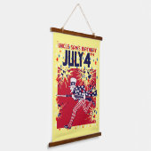 Met sterren bezaaide Oom Sam verjaardag 4 juli Hangend Wandkleed (Gebogen)