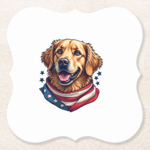 Met sterren bezaaide vintage Golden Retriever T-sh Kartonnen Onderzetters