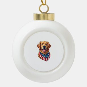 Met sterren bezaaide vintage Golden Retriever T-sh Keramische Bal Ornament