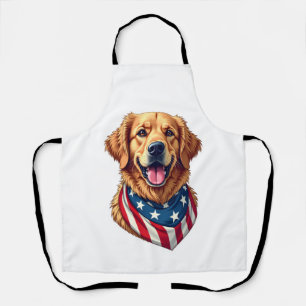 Met sterren bezaaide vintage Golden Retriever T-sh Schort