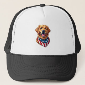 Met sterren bezaaide vintage Golden Retriever T-sh Trucker Pet