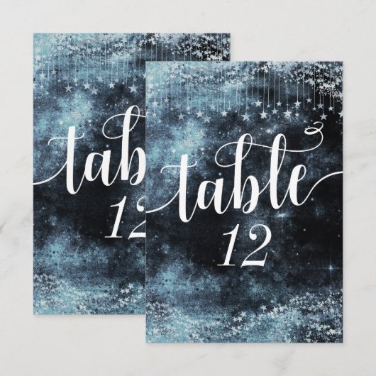 Met sterren bezaaide waterverf lucht huwelijks taf kaart (Voorkant / Achterkant)