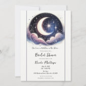 Met sterren geschreven watervcolor maan bruidsdouc kaart (Voorkant)