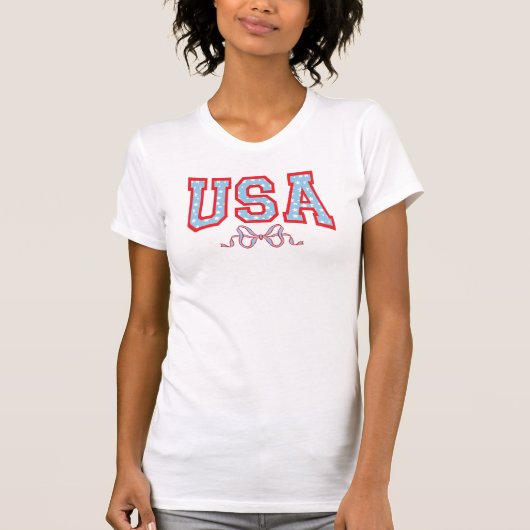 Met sterren gevulde VS | Coquette Universiteit T-shirt (Voorkant)