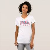 Met sterren gevulde VS | Coquette Universiteit T-shirt (Voorkant volledig)