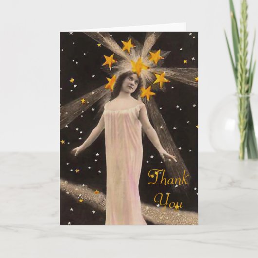Met sterren op haar hoofd dank je wel bedankkaart (Voorkant)