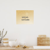 Met Sterren Opgelaten Laat God Kruis Licht Poster (Keuken)