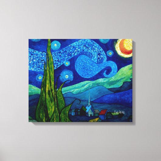 Met sterren verlichte nacht canvas afdruk (Voorkant)