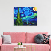 Met sterren verlichte nacht canvas afdruk (Insitu (Woonkamer))