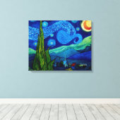 Met sterren verlichte nacht canvas afdruk (Insitu (Houten vloer))