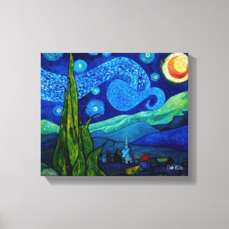 Met sterren verlichte nacht canvas afdruk