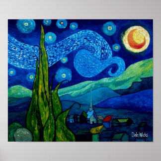 Met sterren verlichte nacht poster