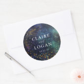 Met sterrenhemel Galaxy Bruiloft Ronde Sticker (Envelop)