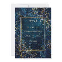 Met sterrenlicht Navy Goud Botanische Bruiloft