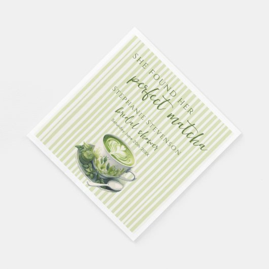 Met strepen vond ze haar perfecte matcha-Vrijgezel Servet (Hoek)