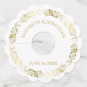 Met stroken Gouden Filigraan Elegant Eenvoudig Wijnglaslabel (Achterkant)