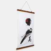 met sumi-e Beauty inkt kunst Hangend Wandkleed (Gebogen)