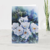 Met sympathie, blauwe Floral condoleances Kaart (Voorkant)