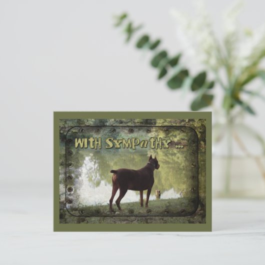 Met sympathie - Doberman met uitzicht op een meer Briefkaart (Staand voorkant)