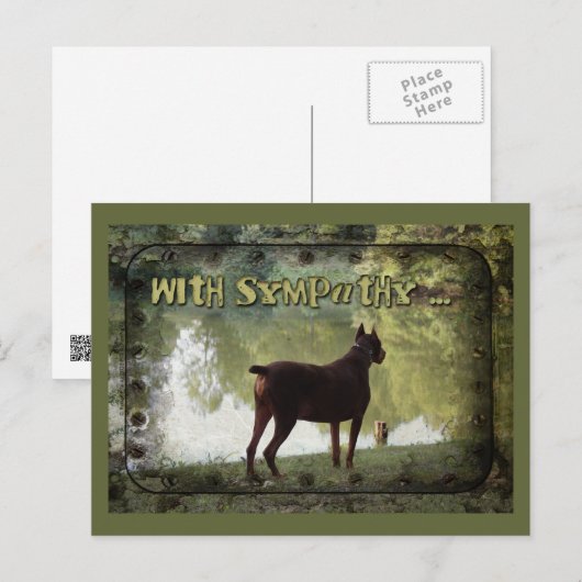 Met sympathie - Doberman met uitzicht op een meer Briefkaart (Voorkant / Achterkant)